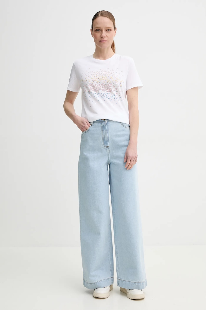 Хлопковая футболка PS Paul Smith женская цвет белый W2R.G799.PP4954 Хлопковая футболка PS Paul Smith женская цвет белый W2R.G799.PP4954