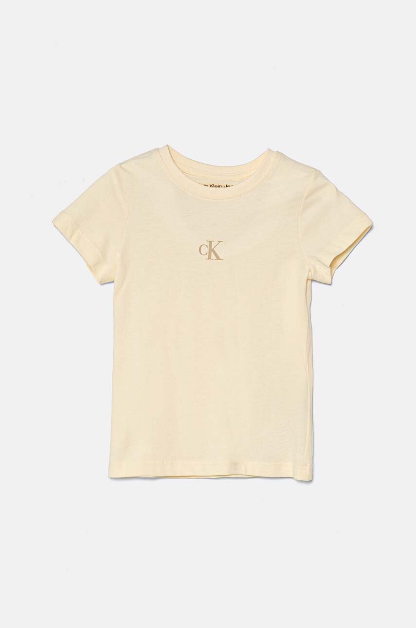 Детская хлопковая футболка Calvin Klein Jeans 2 шт цвет бежевый IG0IG02695