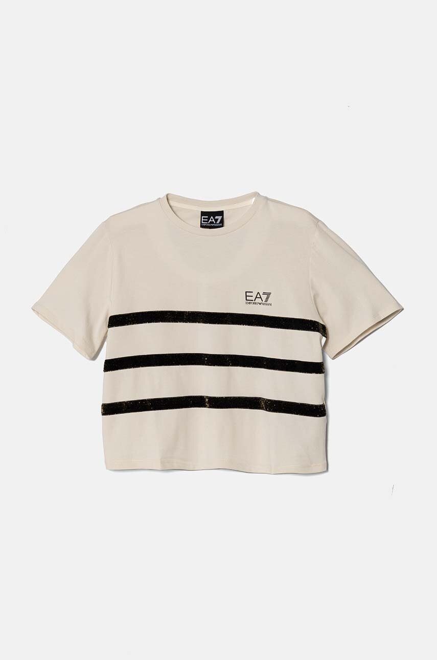 

Детска тениска EA7 Emporio Armani в бежово 6DFT09 FJDZZ, Бежов
