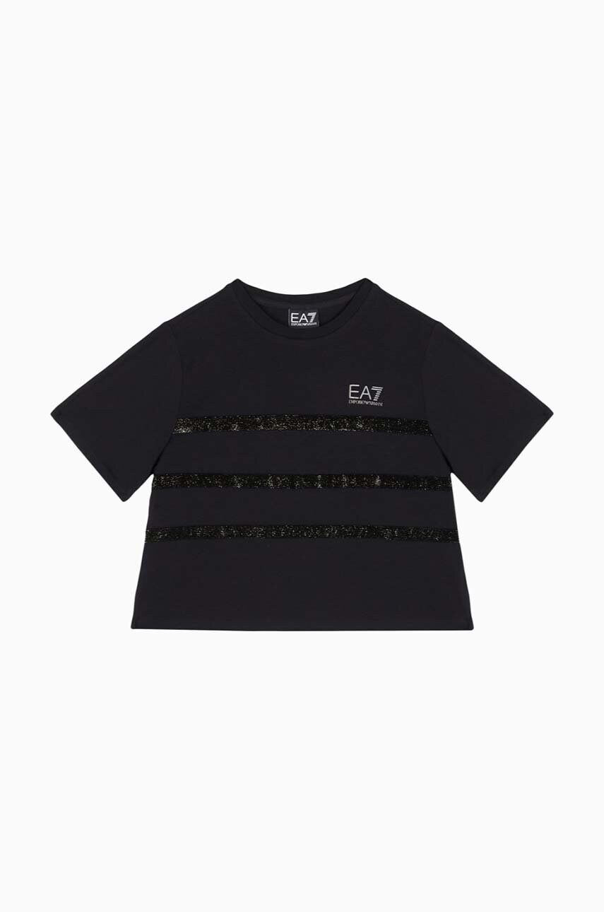 EA7 Emporio Armani tricou copii culoarea negru, 6DFT09 FJDZZ