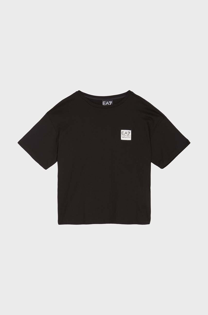 EA7 Emporio Armani tricou de bumbac pentru copii culoarea negru, 6DFT11 FJLOZ