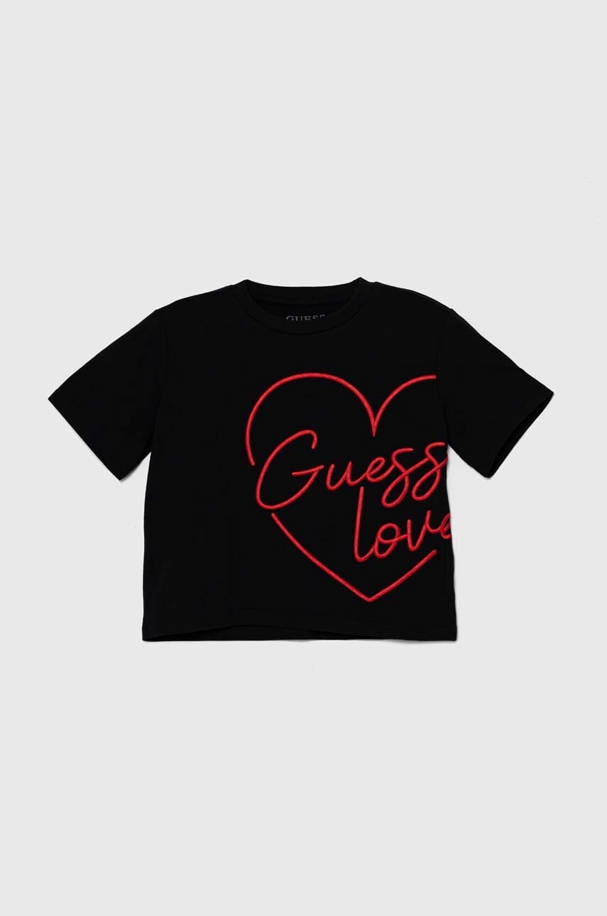 

Памучна тениска Guess в черно J4YI06 K8HM4, Черен