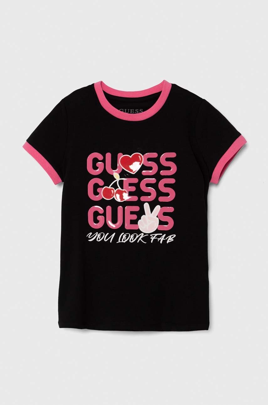 

Детска тениска Guess в черно J4YI08 K6YW4, Черен