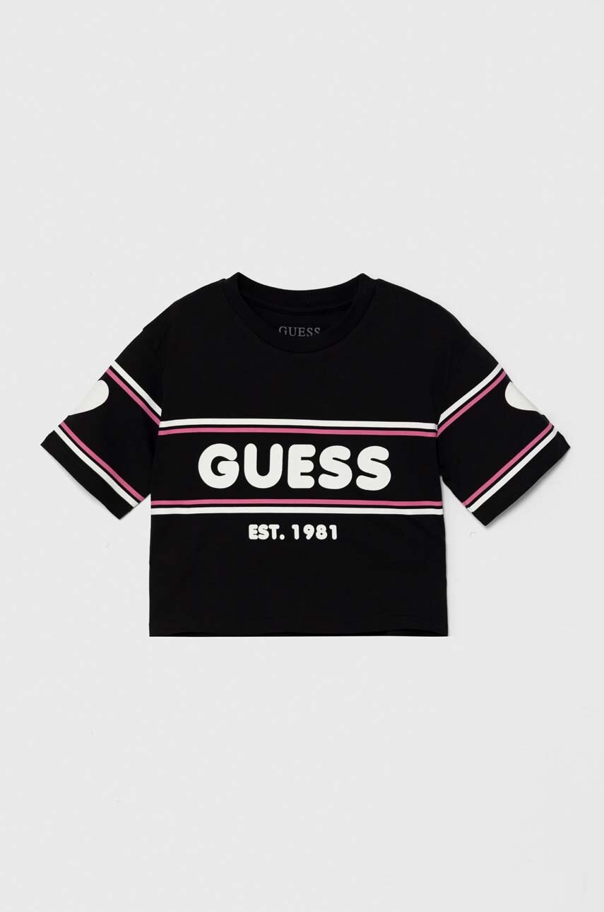 

Памучна тениска Guess в черно J4YI10 K8HM4, Черен