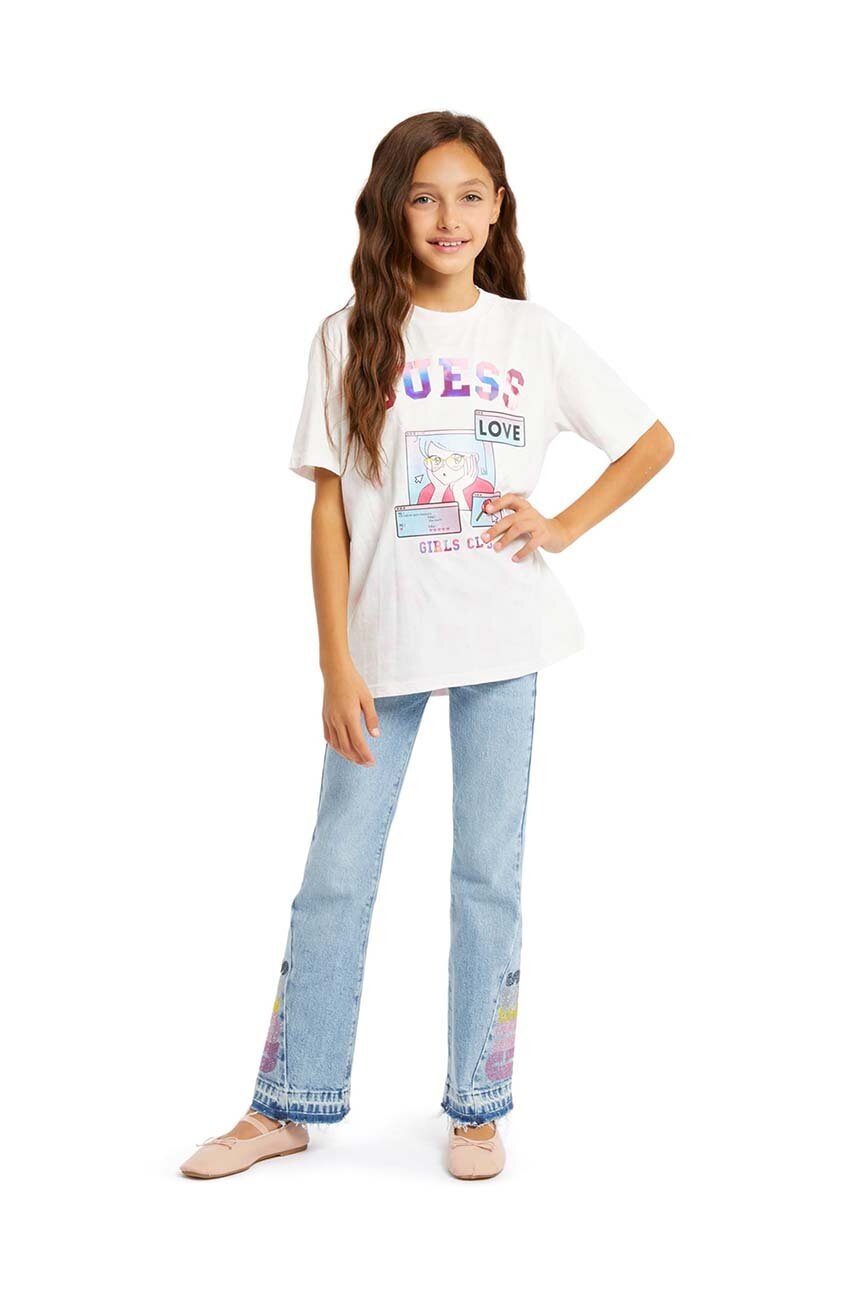 

Детска памучна тениска Guess в розово J4YI14 K8HM4, Розов
