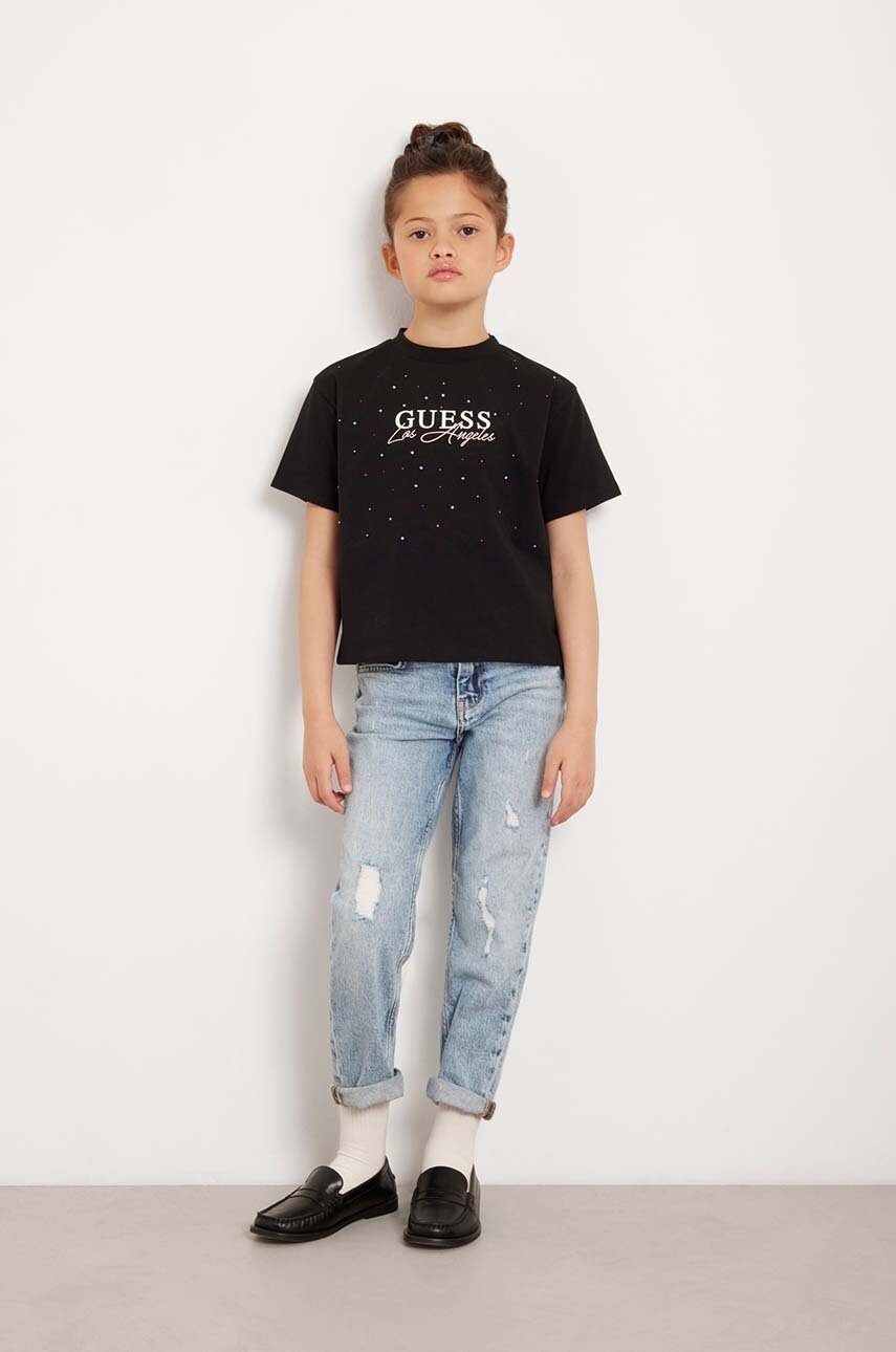 

Детска тениска Guess в черно J4YI27 K6YW4, Черен
