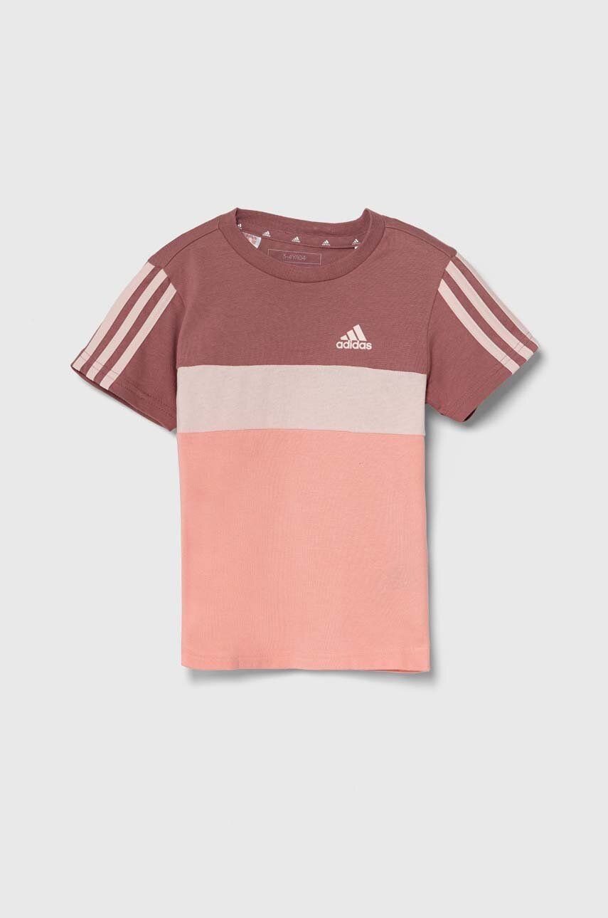 adidas tricou de bumbac pentru copii LK 3S TIB T culoarea roz, IW3480