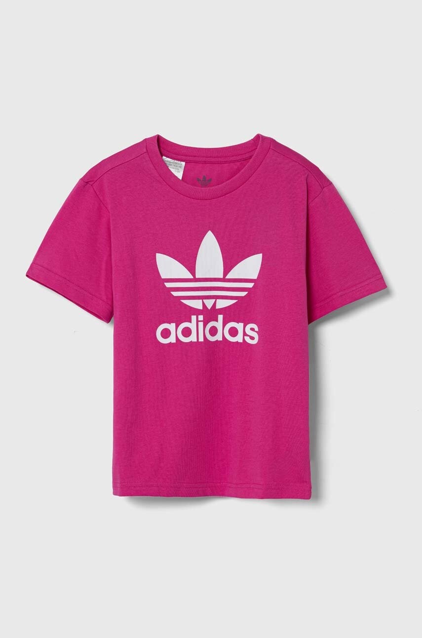 adidas Originals tricou de bumbac pentru copii TREFOIL TEE culoarea roz, IY7419 adidas Originals tricou de bumbac pentru copii TREFOIL TEE culoarea roz, IY7419