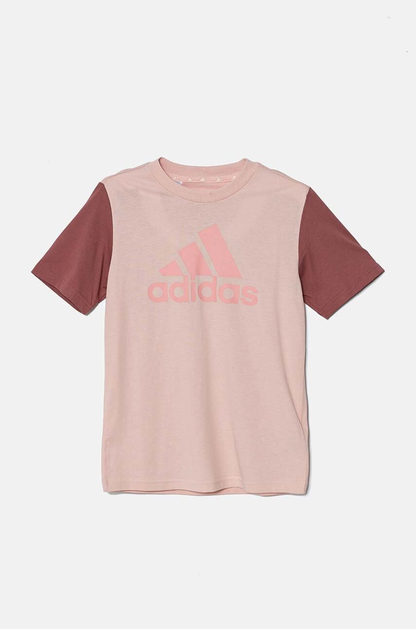 Дитяча бавовняна футболка adidas J BL CB T колір рожевий IV7306