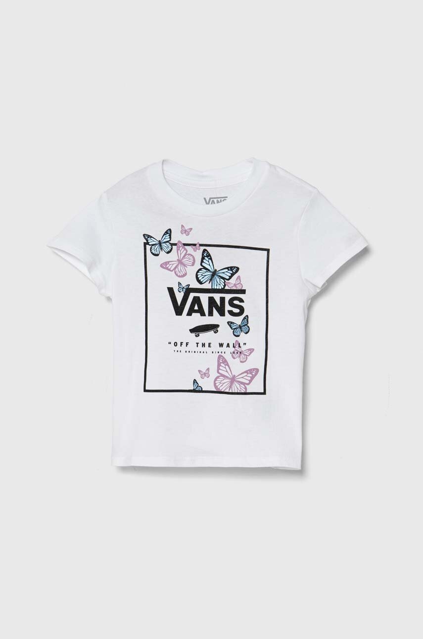 Vans tricou de bumbac pentru copii Migration culoarea alb, VN000K9MWHT1