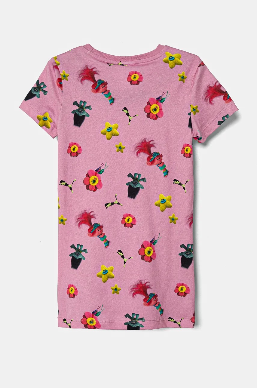 Детская хлопковая футболка Puma X TROLLS Elongated Tee цвет розовый 627381 Детская хлопковая футболка Puma X TROLLS Elongated Tee цвет розовый 627381