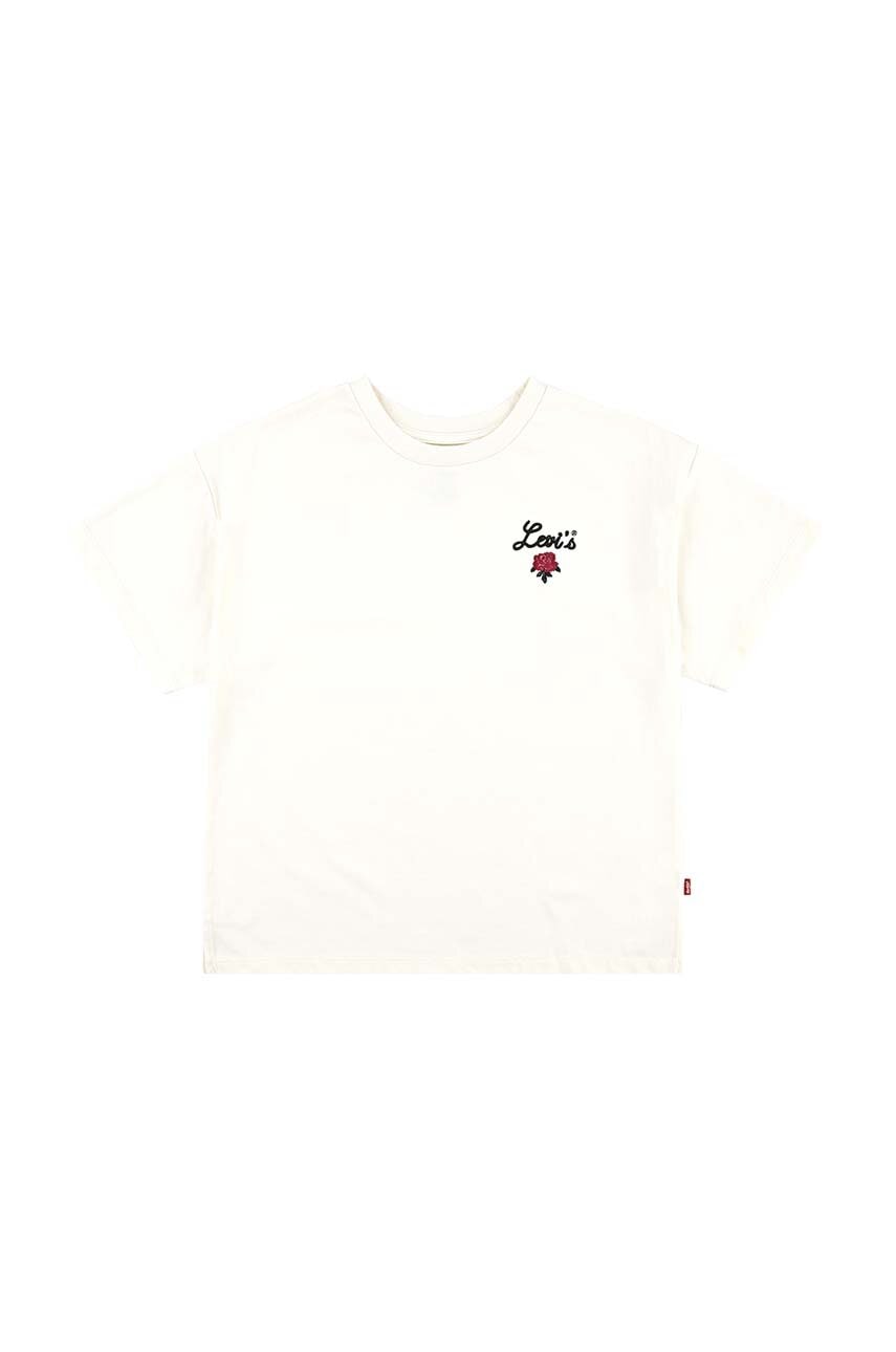 Levi's tricou de bumbac pentru copii OVERSIZED LEVIS ROSE TEE culoarea bej, 4EL489 Levi's tricou de bumbac pentru copii OVERSIZED LEVIS ROSE TEE culoarea bej, 4EL489