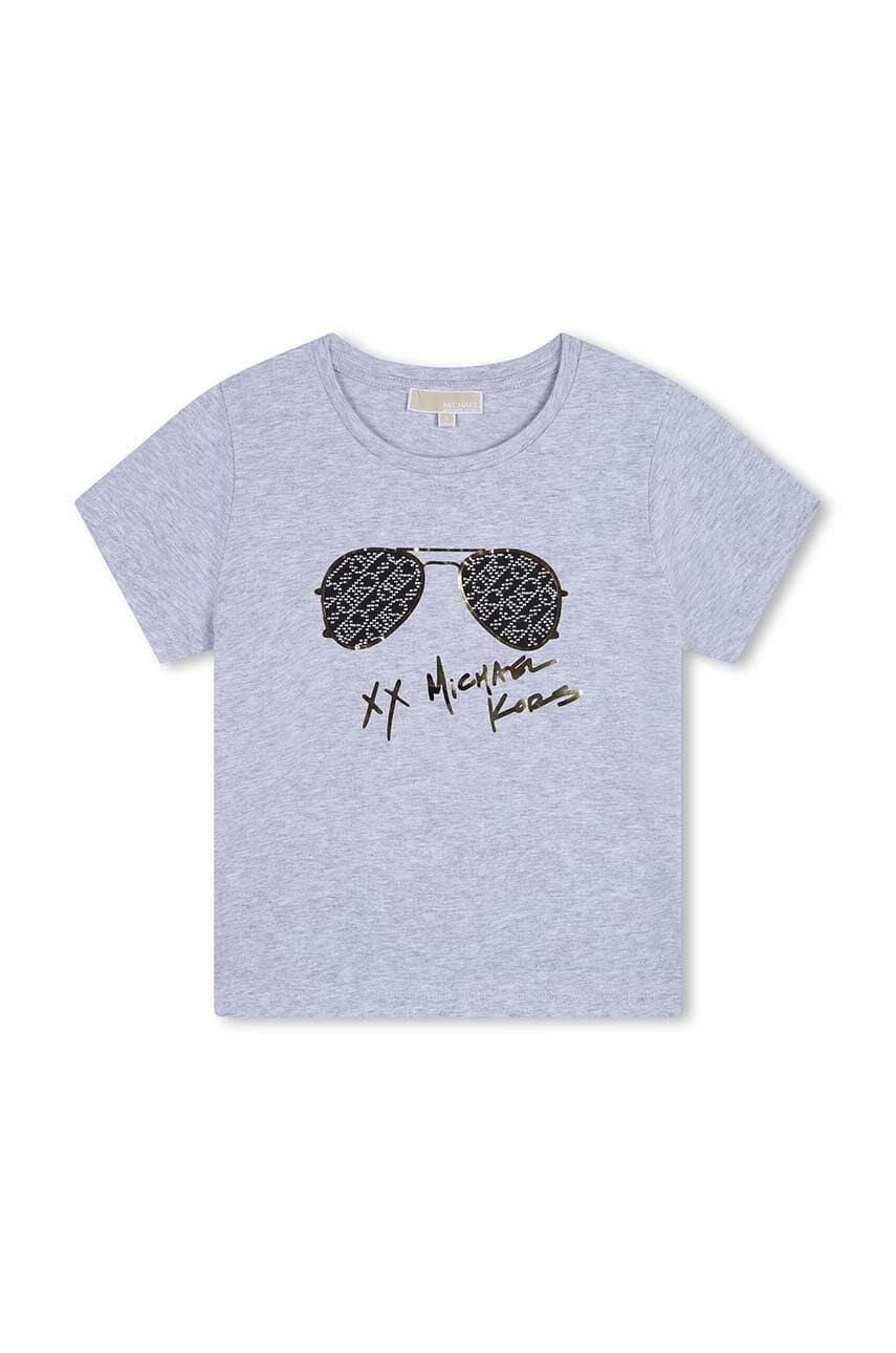 Michael Kors tricou de bumbac pentru copii culoarea gri, R30141 Michael Kors tricou de bumbac pentru copii culoarea gri, R30141