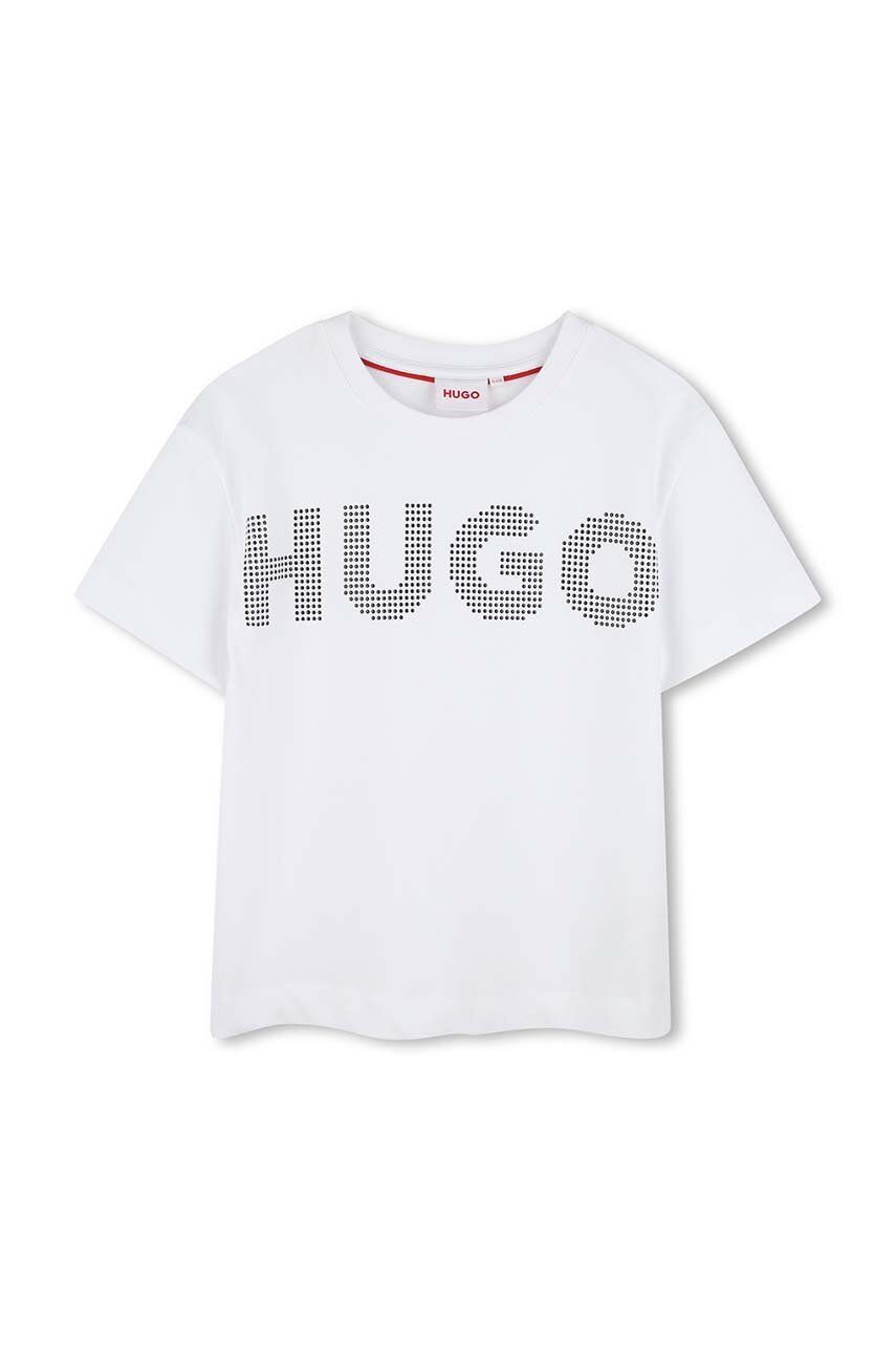 HUGO tricou de bumbac pentru copii culoarea alb, G00204