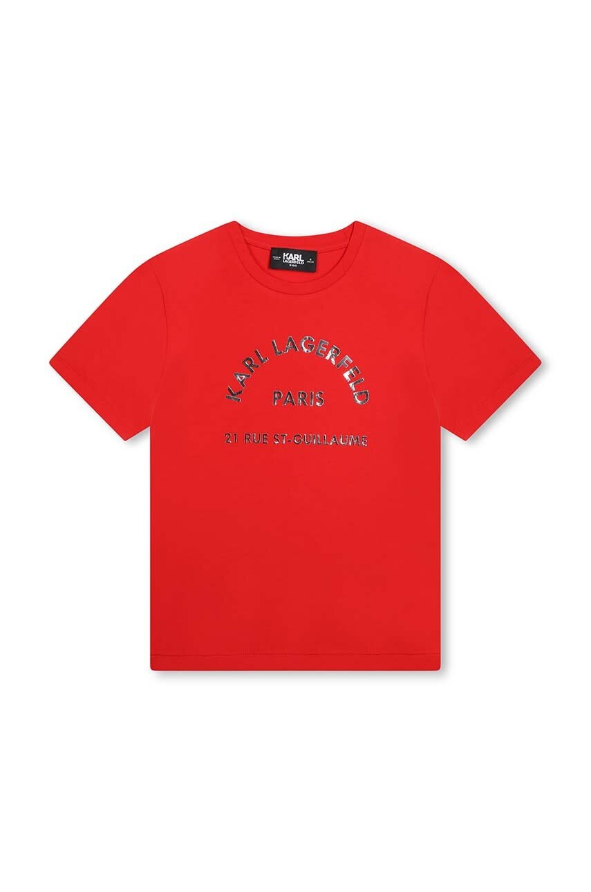Детская хлопковая футболка Karl Lagerfeld цвет красный Z30205 в Сумах Детская хлопковая футболка Karl Lagerfeld цвет красный Z30205 в Сумах