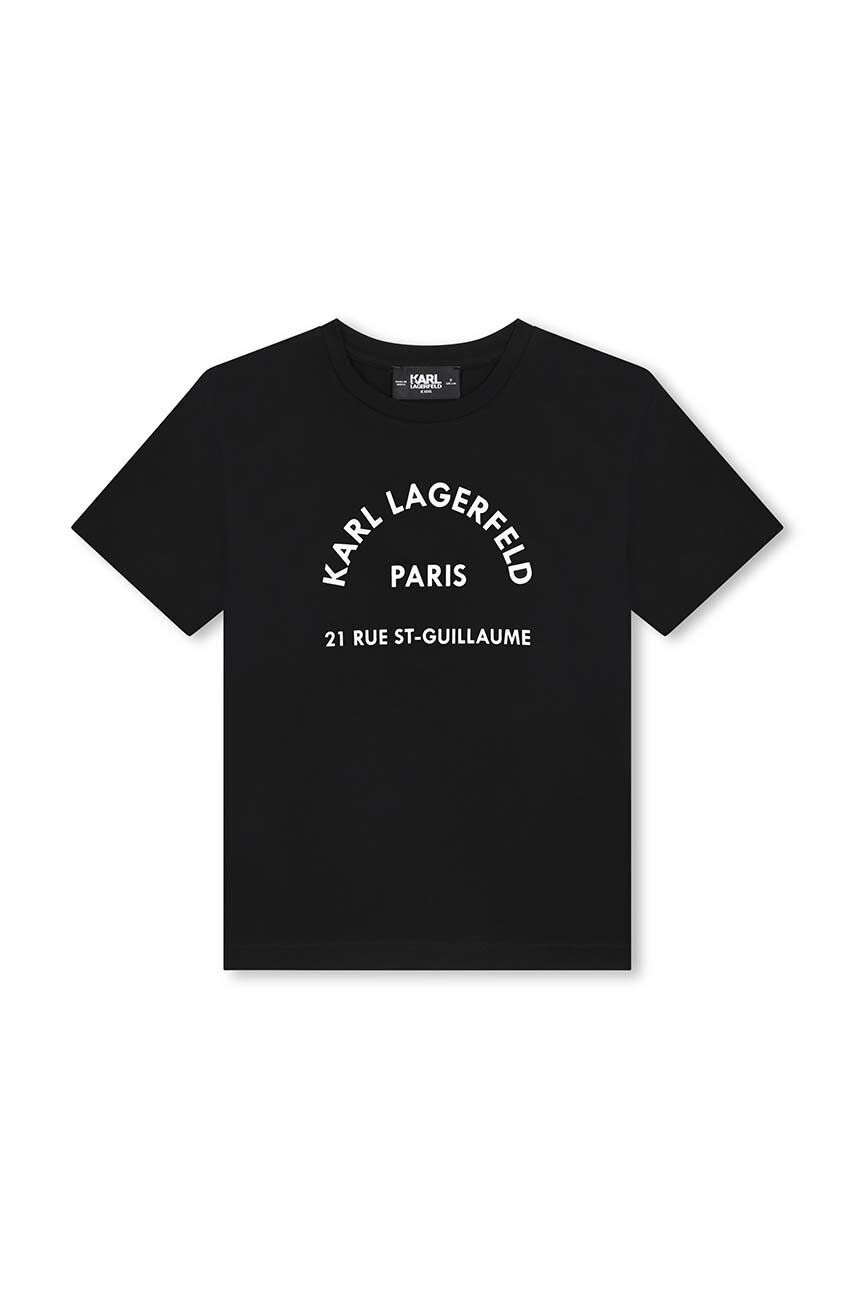 Karl Lagerfeld tricou de bumbac pentru copii culoarea negru, Z30205