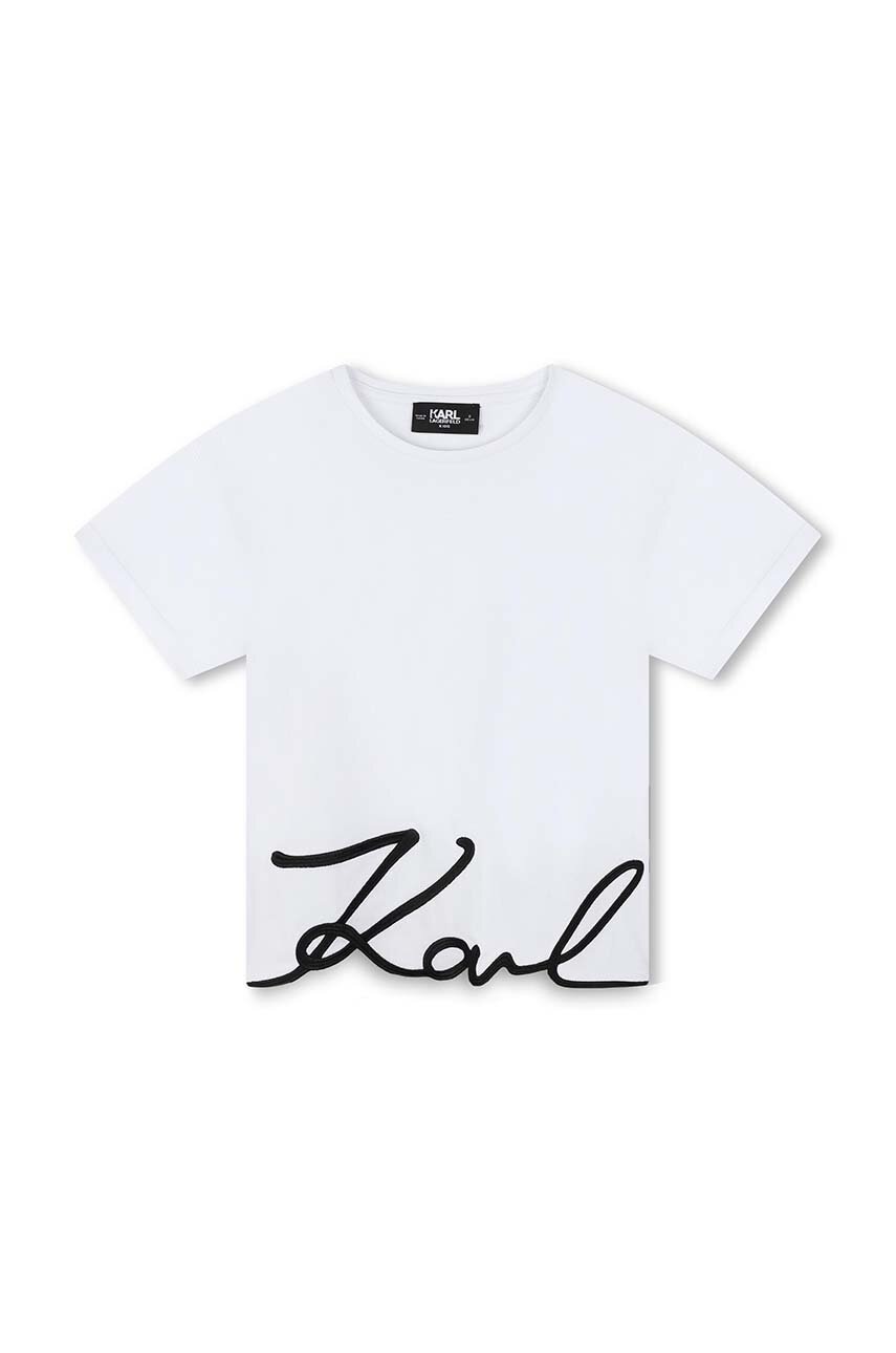 

Детска памучна тениска Karl Lagerfeld в бяло Z30212, Бял