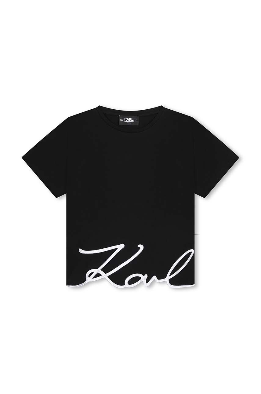 

Детска памучна тениска Karl Lagerfeld в черно Z30212, Черен