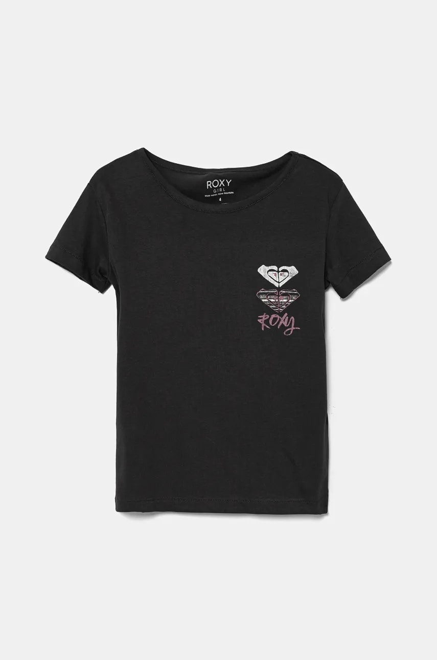 Roxy tricou de bumbac pentru copii DAY AND NIGHT A culoarea negru, ERGZT04063 Roxy tricou de bumbac pentru copii DAY AND NIGHT A culoarea negru, ERGZT04063