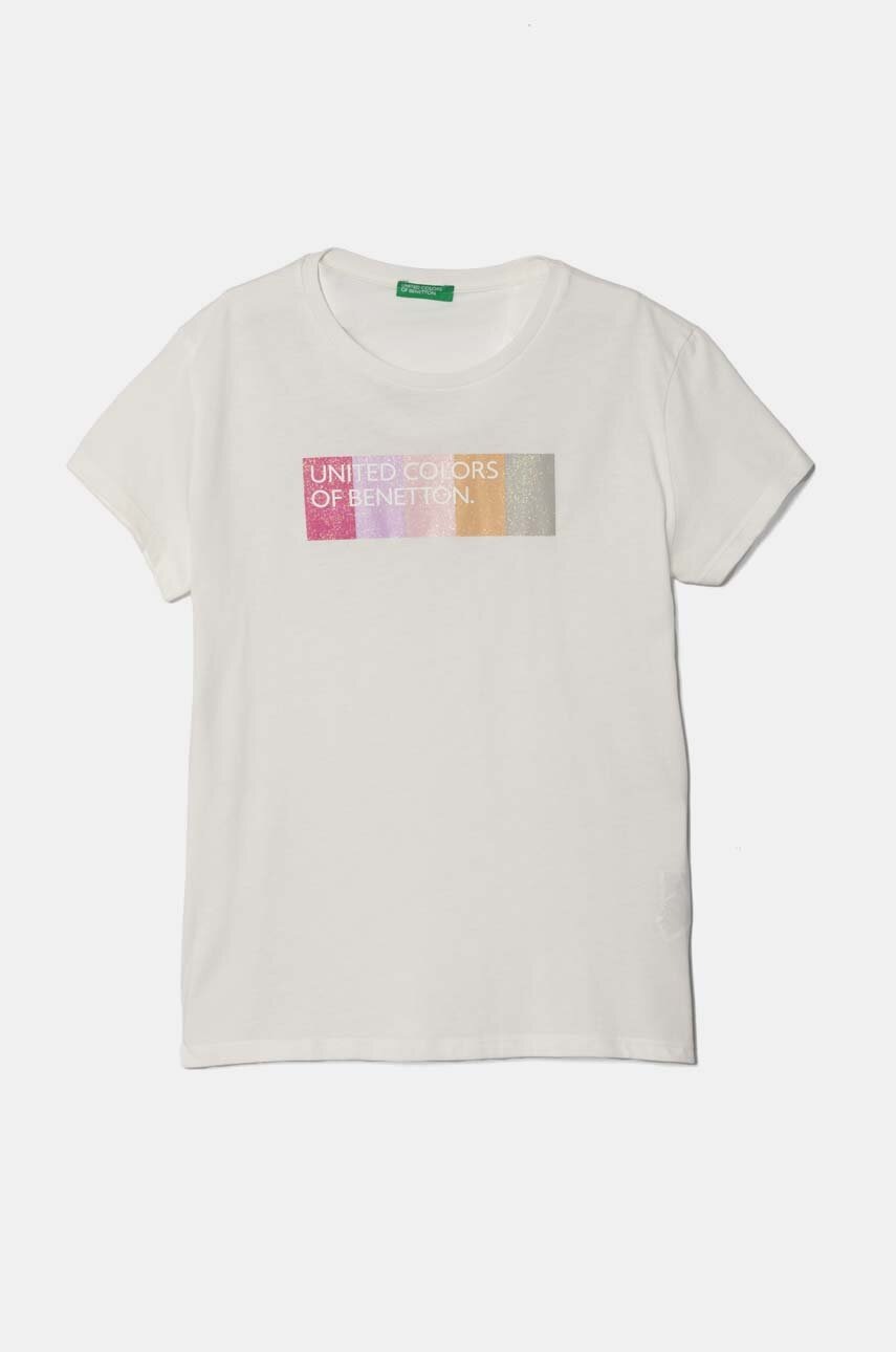 

Детска памучна тениска United Colors of Benetton в бяло 3I1XC10JQ, Бял