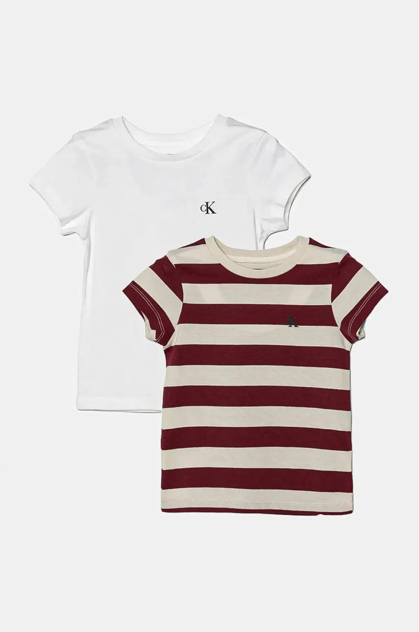 Levně Dětské bavlněné tričko Calvin Klein Jeans 2-pack červená barva, IG0IG02741
