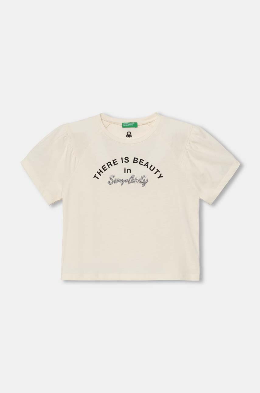 United Colors of Benetton tricou copii culoarea bej, 3I1XC10K4