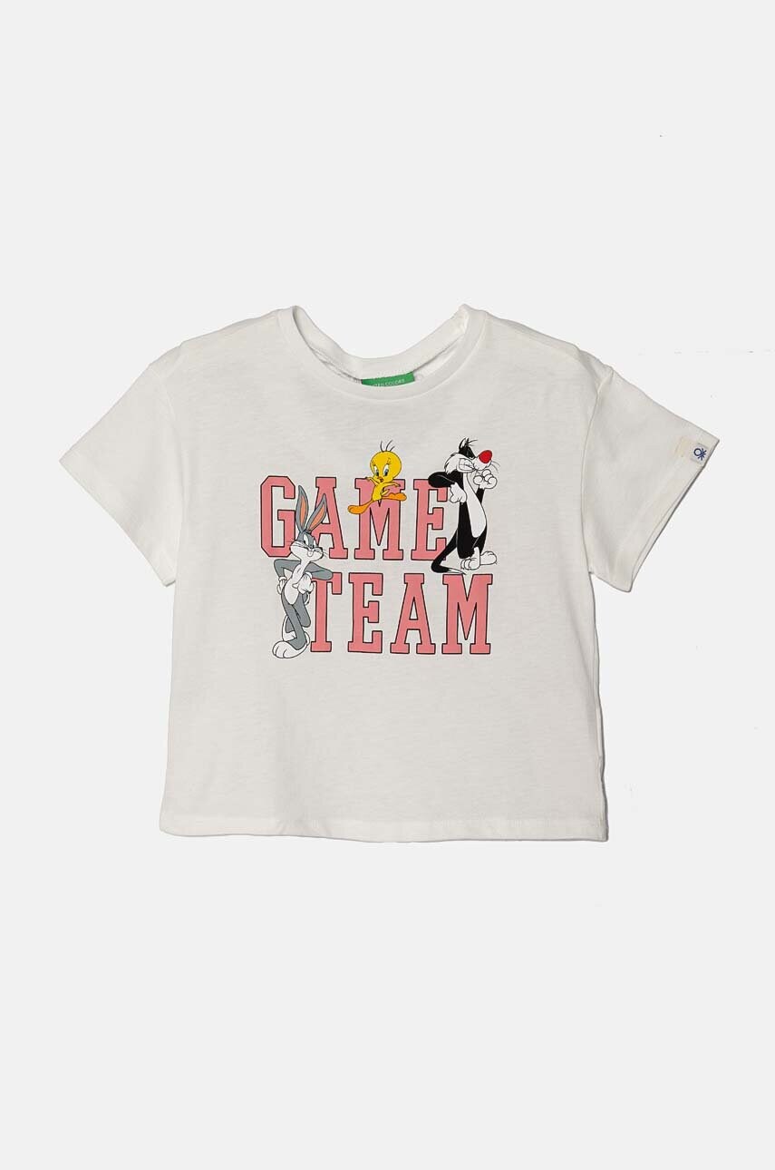United Colors of Benetton tricou de bumbac pentru copii culoarea alb, 3I1XG10HF