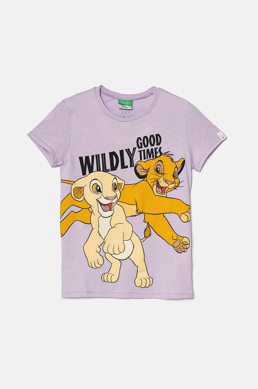 United Colors of Benetton tricou de bumbac pentru copii culoarea violet, 3I1XC10LK