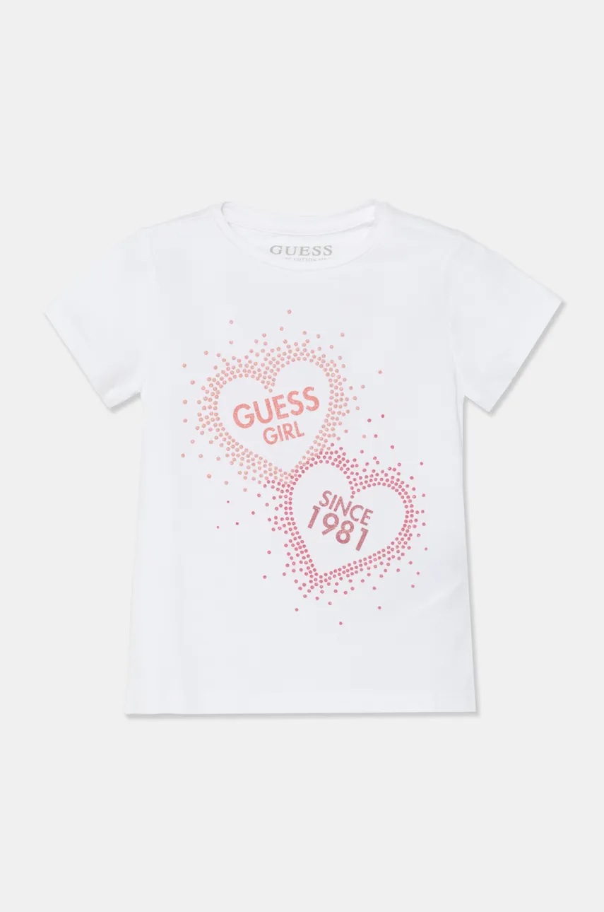 

Детска памучна тениска Guess в бяло K4BI01 J1314, Бял