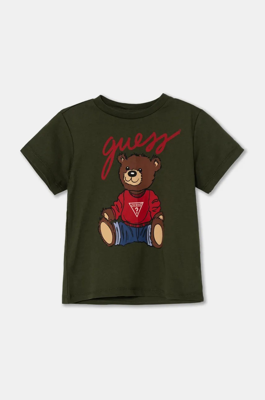 

Детска памучна тениска Guess в зелено H4BT01 I3Z14, Зелен