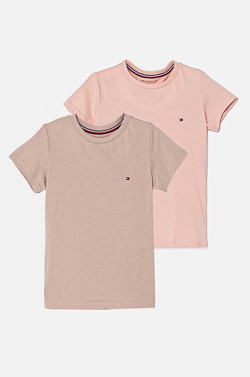

Бебешка памучна тениска Tommy Hilfiger (2 броя) в розово UG0UG00307, Розов