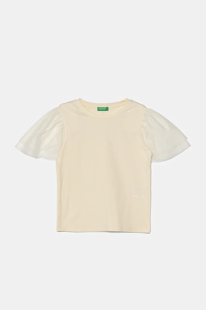 United Colors of Benetton tricou copii culoarea bej, 3Q8DC10LW