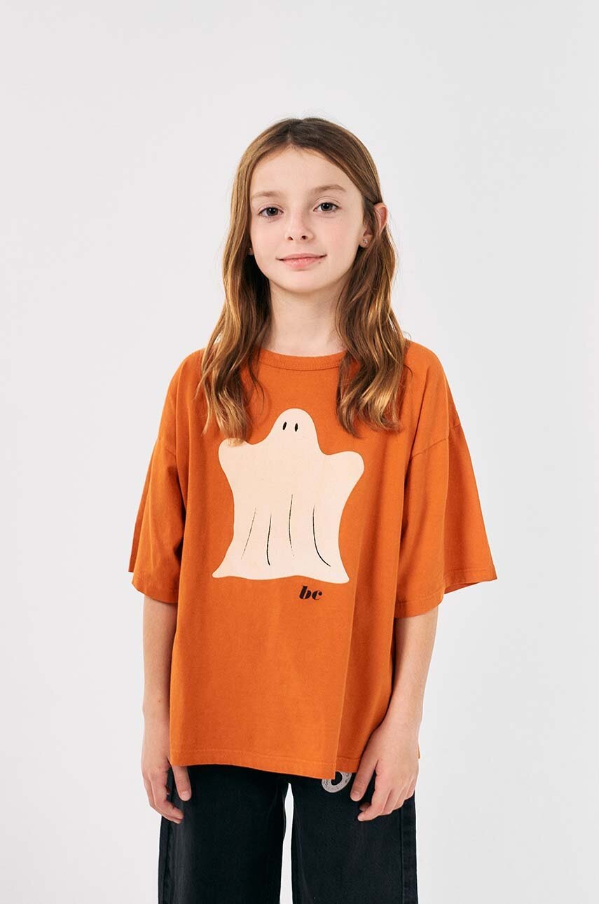 

Детска памучна тениска Bobo Choses Funny Ghost в оранжево с принт 224AC006, Оранжев