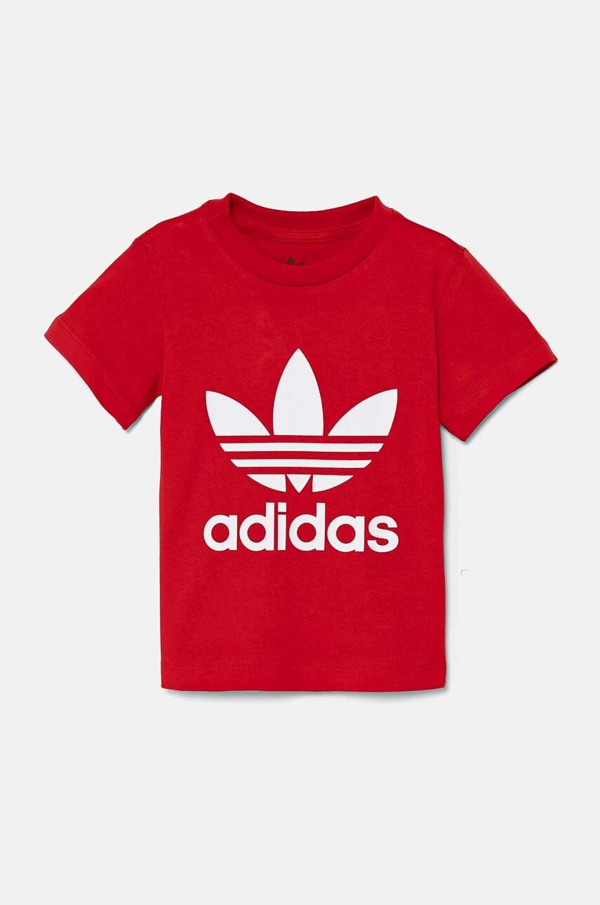 adidas Originals tricou copii TREFOIL TEE culoarea rosu, cu imprimeu, IX5115