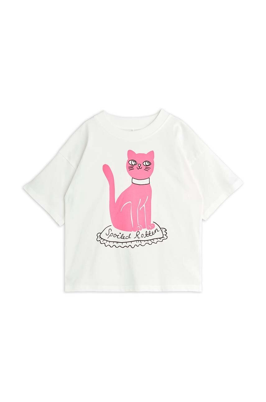 

Детска памучна тениска Mini Rodini Cat в бяло с принт 2472012210, Бял