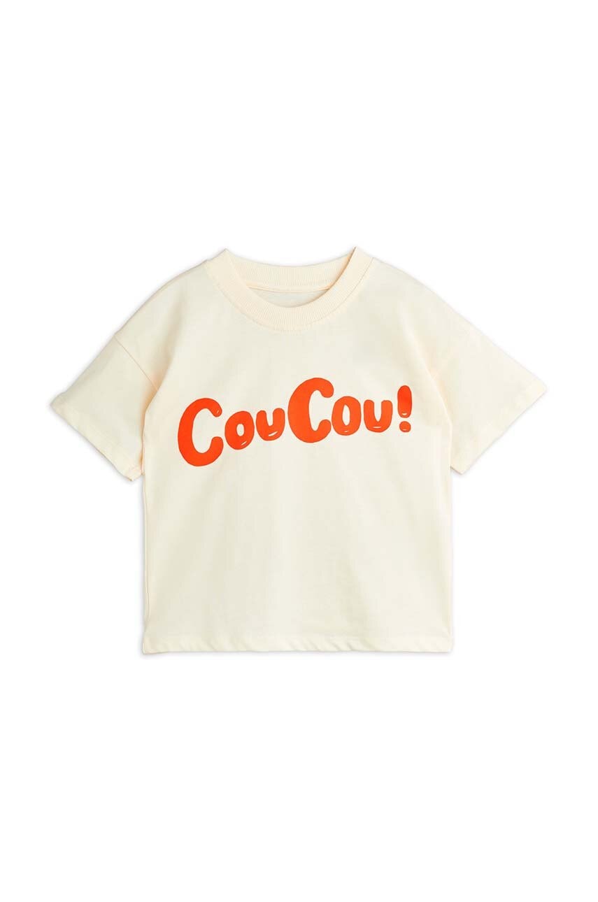 

Детска памучна тениска Mini Rodini Coucou в бежово с принт 2472012911, Бежов