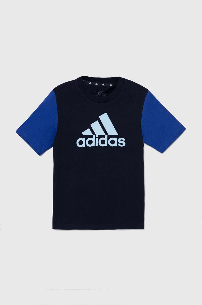 adidas tricou de bumbac pentru copii J BL CB T culoarea albastru marin, cu imprimeu, IX9515