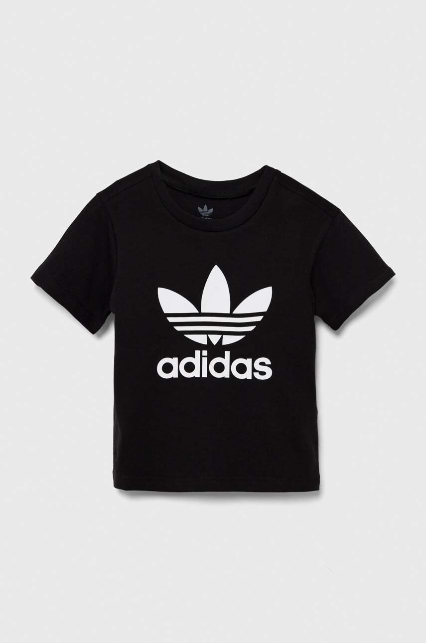 Детская хлопковая футболка adidas Originals TREFOIL TEE цвет чёрный с принтом IY2385