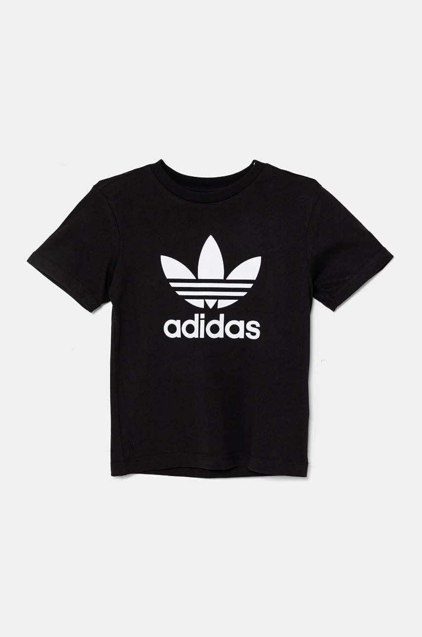 adidas Originals tricou copii TREFOIL TEE culoarea negru, cu imprimeu, IY7421