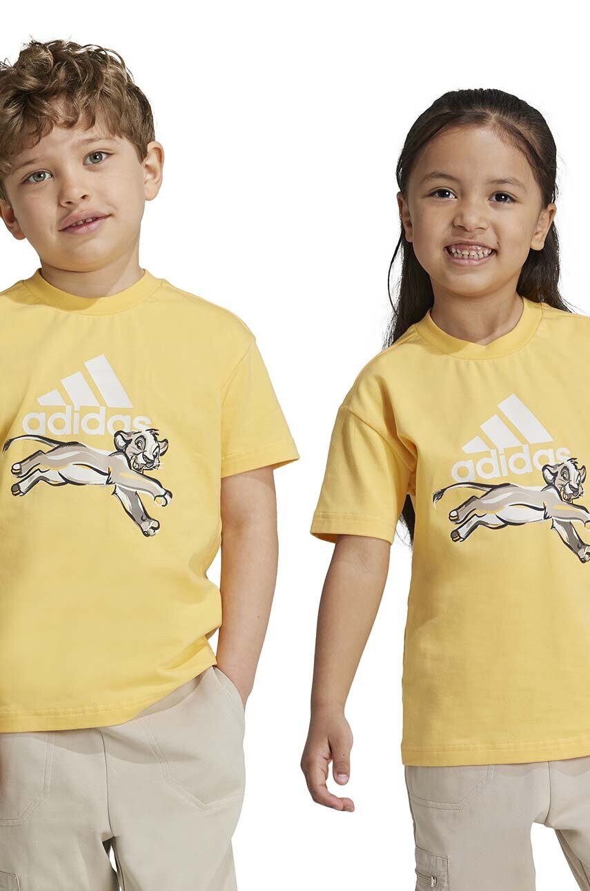 adidas tricou copii x Disney culoarea galben, cu imprimeu, IY7699