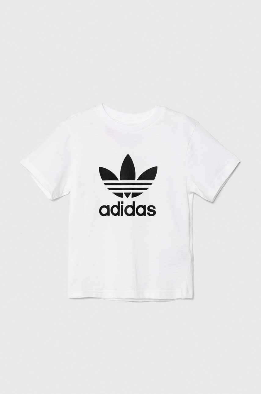 Детская хлопковая футболка adidas Originals TREFOIL TEE цвет белый с принтом JE0516