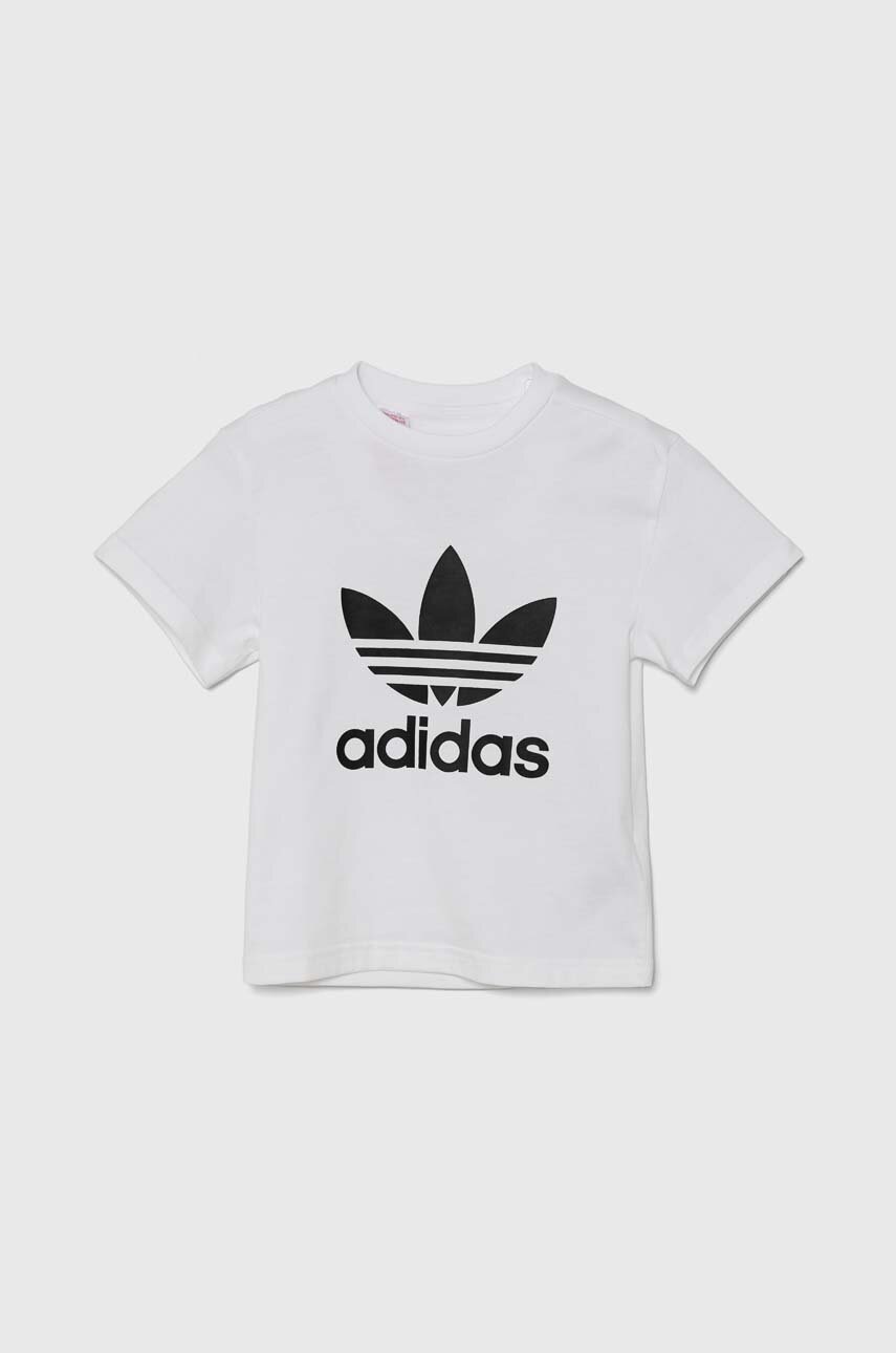 adidas Originals tricou de bumbac pentru copii TREFOIL TEE culoarea alb, cu imprimeu, JE0518