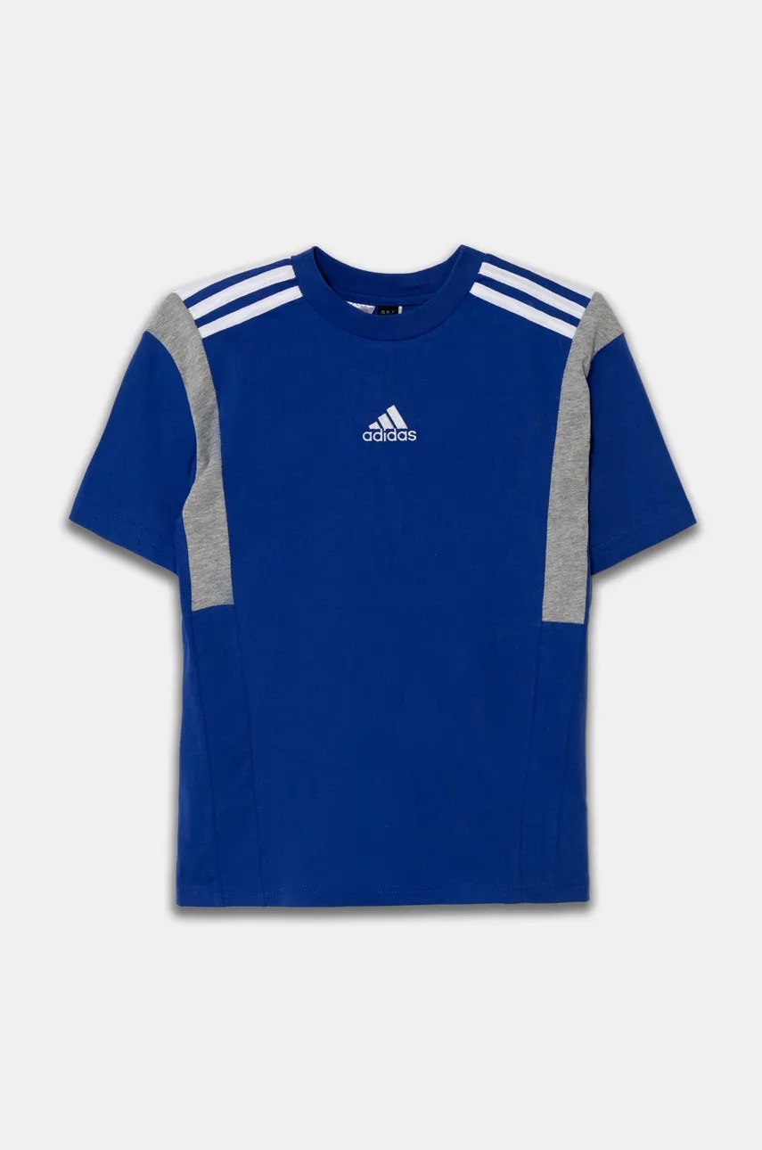 Дитяча бавовняна футболка adidas B T CB колір синій візерунок JH1080