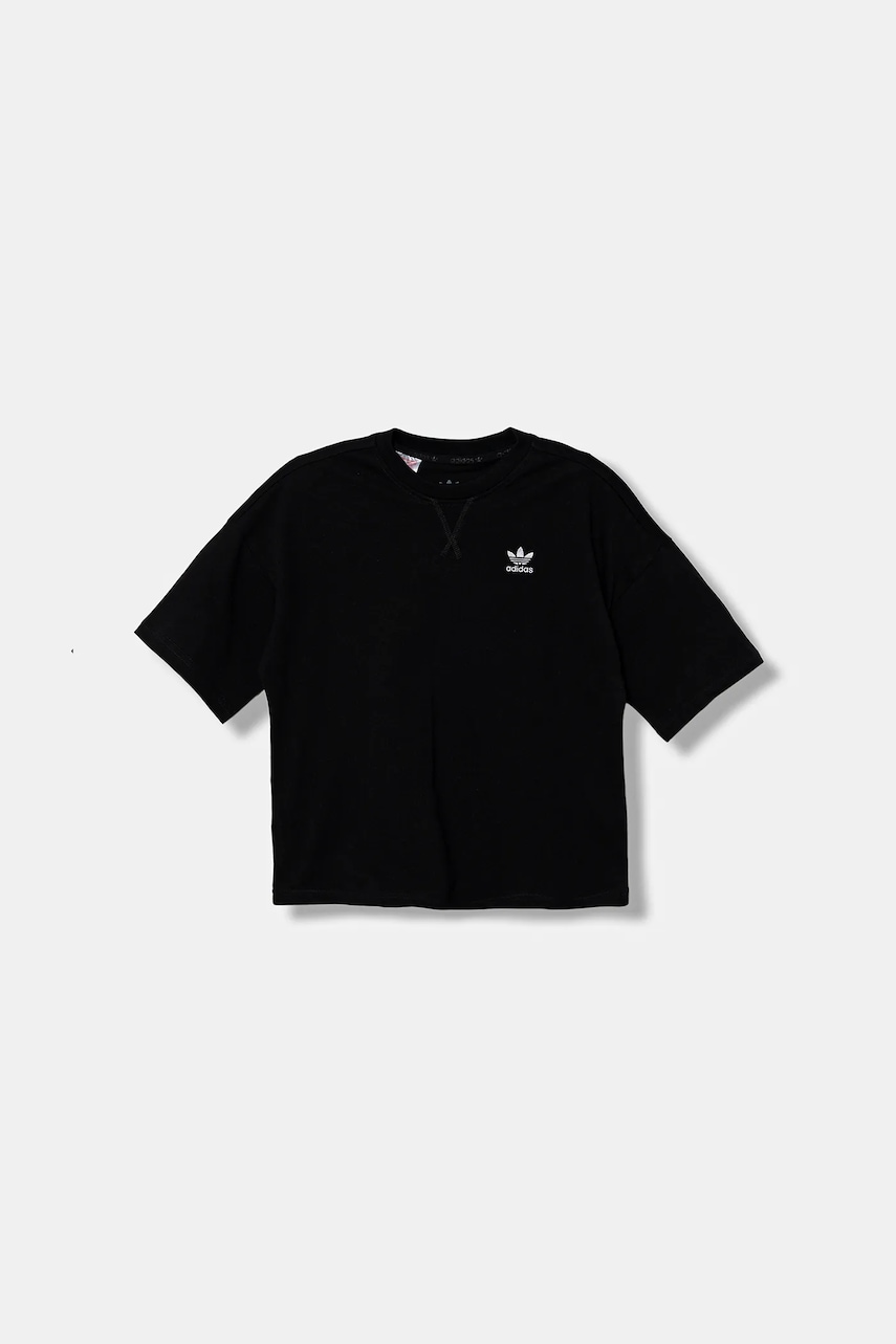 Детская хлопковая футболка adidas Originals TEE цвет чёрный однотонная IW3507 Детская хлопковая футболка adidas Originals TEE цвет чёрный однотонная IW3507