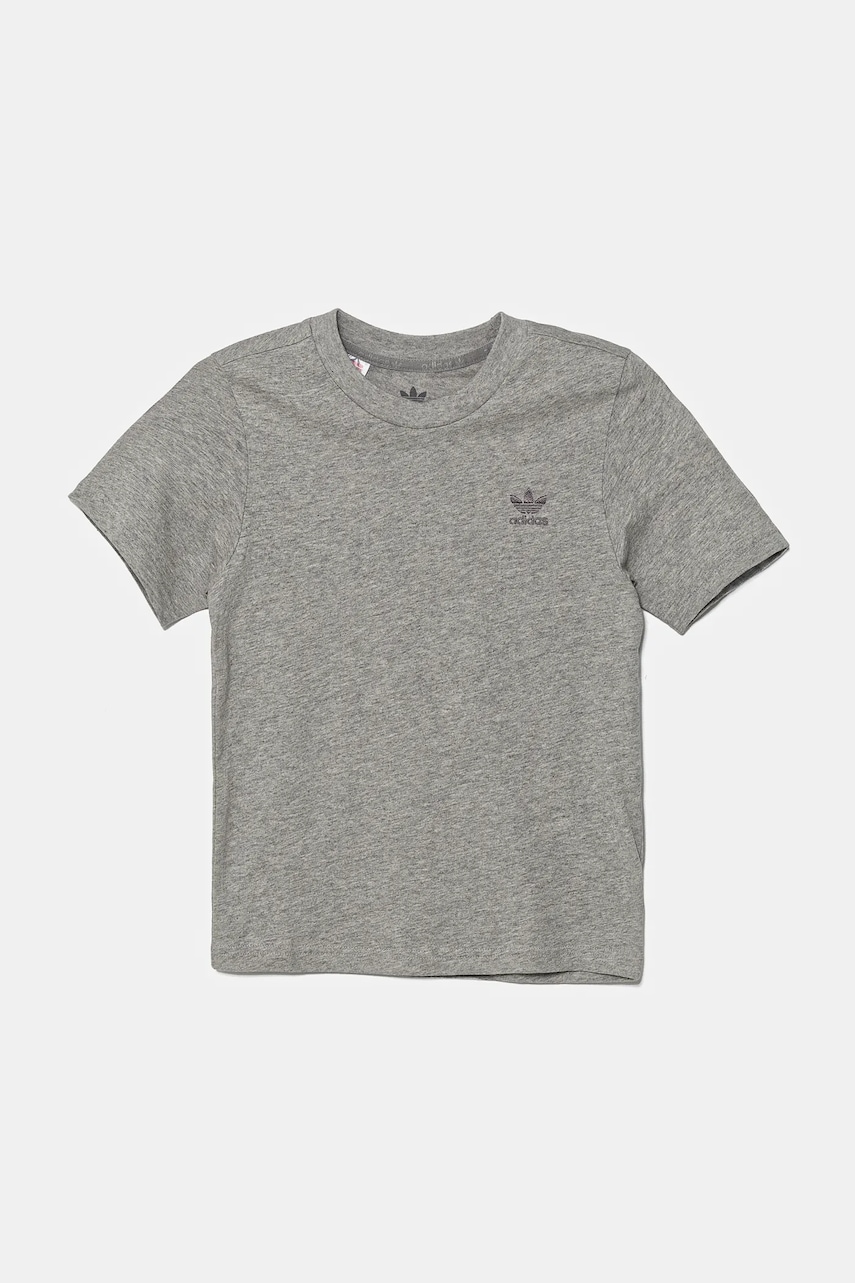 Детская хлопковая футболка adidas Originals TEE цвет серый меланж IX5267 Детская хлопковая футболка adidas Originals TEE цвет серый меланж IX5267