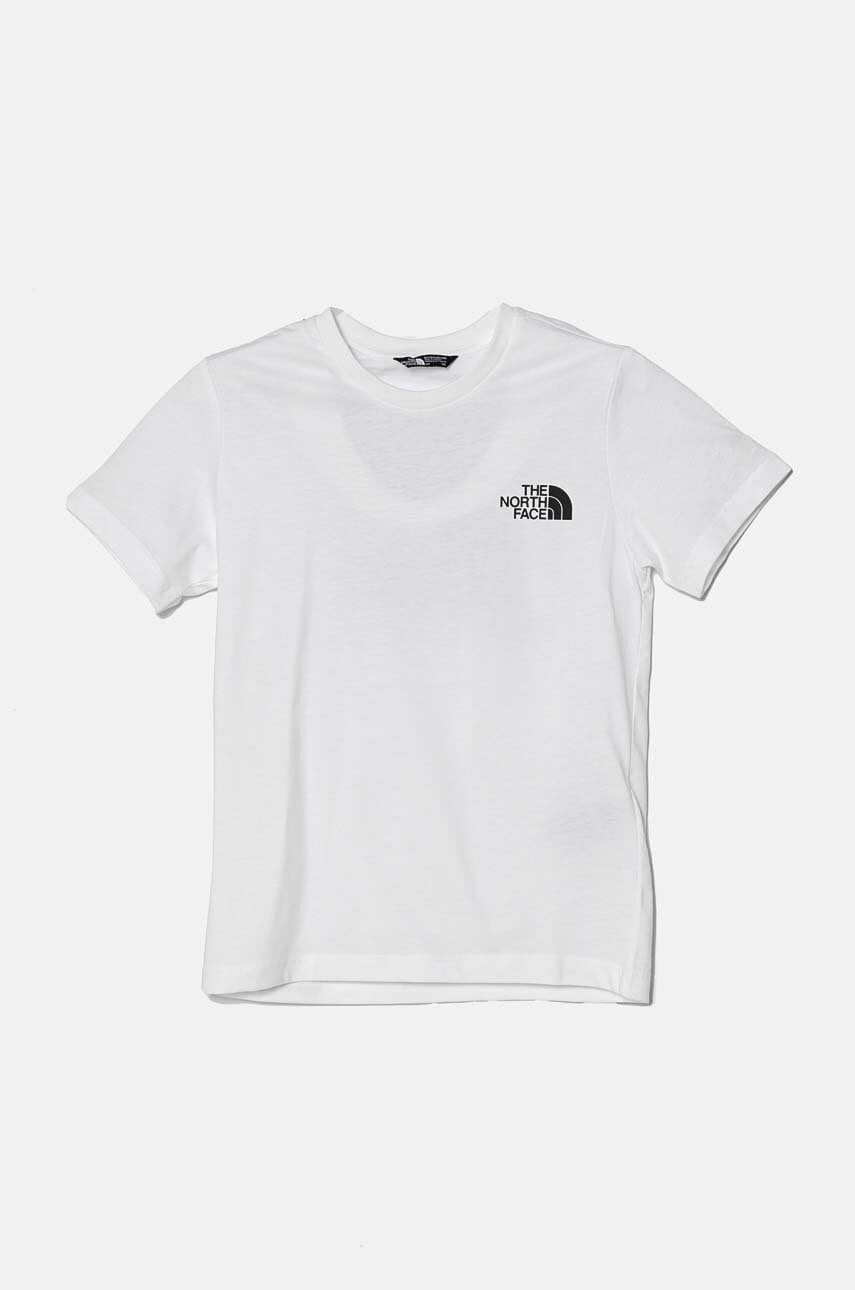 The North Face tricou de bumbac pentru copii REDBOX S/S TEE culoarea alb, cu imprimeu, NF0A89VTFN41