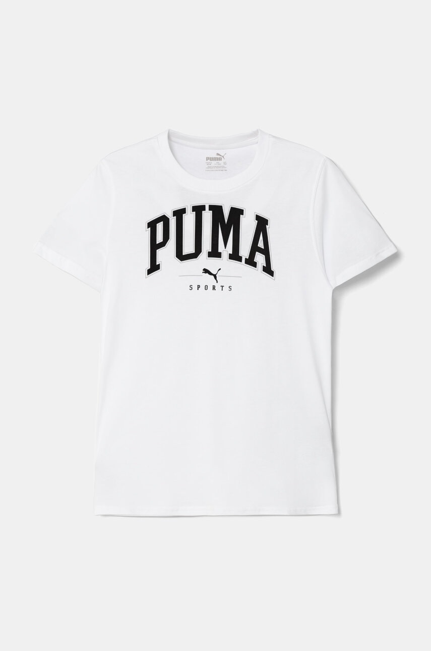 

Детска памучна тениска Puma SQUAD Bigphic Tee в бяло с принт 682772, Бял