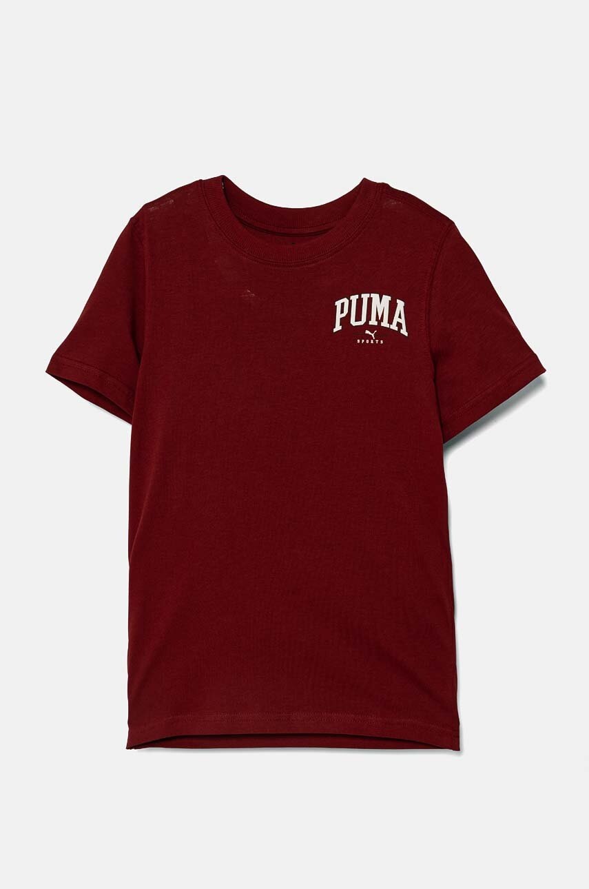 

Детска памучна тениска Puma SQUAD Smallphic Tee в бордо с принт 682773