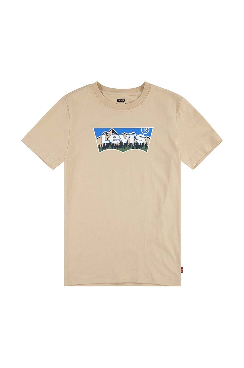 

Детска памучна тениска Levi's FORESTED MOUNTAINS BATWING в бежово с принт 8EL382, Бежов