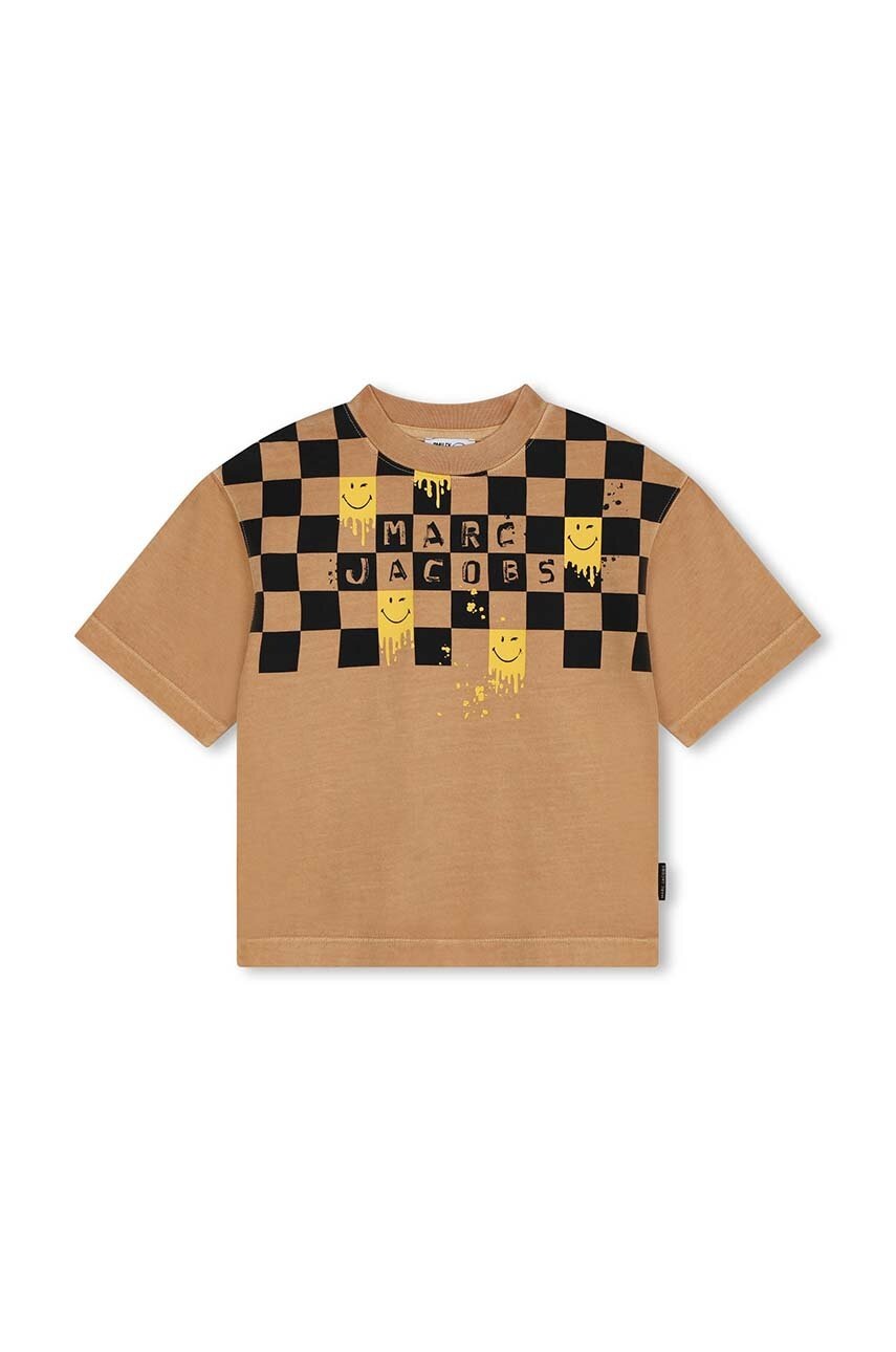 Marc Jacobs tricou de bumbac pentru copii culoarea maro, cu imprimeu, W60283